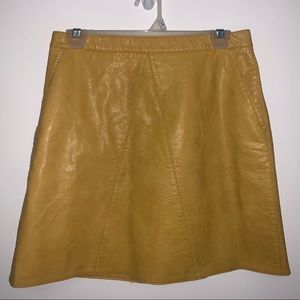 Zara basics Faux leather yellow skirt M
